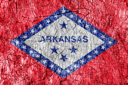 Grudge stone painted US Arkansas flagの写真素材