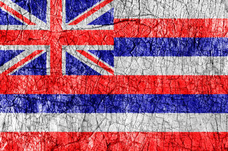 Grudge stone painted US Hawaii flagの写真素材