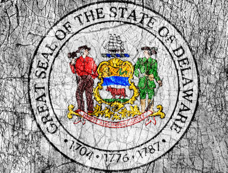 Grudge stone painted US Delaware seal flagの写真素材