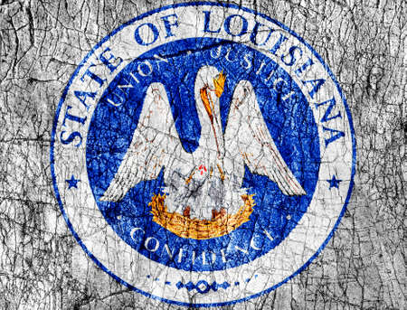 Grudge stone painted US Louisiana seal flagの写真素材