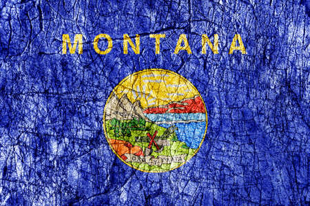 Grudge stone painted US Montana flagの写真素材