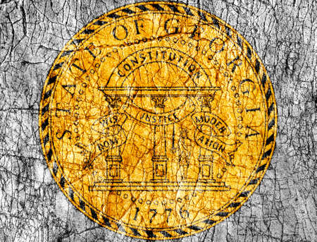 Grudge stone painted US Georgia seal flagの写真素材