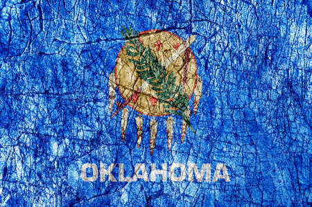 Grudge stone painted US Oklahoma flagの写真素材