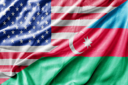 Mixed USA and Bahamas flag, three dimensional renderの写真素材