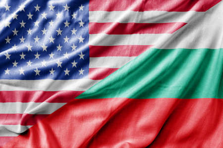 Mixed USA and Bulgaria flag, three dimensional renderの写真素材