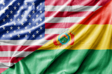 Mixed USA and Curacao flag, three dimensional renderの写真素材