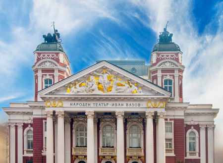 SOFIA, BULGARIA - JANUARY 03: Bulgarian National Theatre Ivan Vazov, on January 03, 2017 in Sofia, Bulgariaのeditorial素材