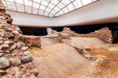 SOFIA, BULGARIA - JANUARY 03: Ruins of Roman building in open underground museum, between Serdika metro stations, on January 03, 2017 in Sofia, Bulgariaのeditorial素材