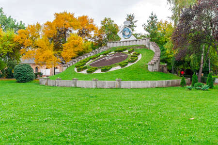 TIMISOARA, ROMANIA - 15 OCTOBER 2015 - Garden Plant clock in Timisoara the largest city in western Romaniaのeditorial素材