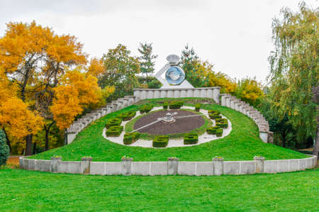 TIMISOARA, ROMANIA - 15 OCTOBER 2015 - Garden Plant clock in Timisoara the largest city in western Romaniaのeditorial素材