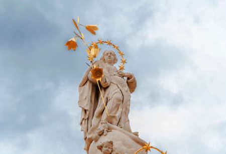 TIMISOARA, ROMANIA - 15 OCTOBER 2016 Statue from 1756 in Liberty Square in Timisoaraのeditorial素材