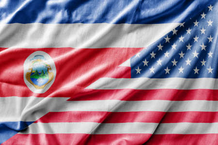 Mixed USA and CostaRica flag, three dimensional renderの写真素材