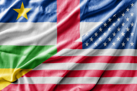 Mixed USA and Central African Republic flag, three dimensional renderの写真素材