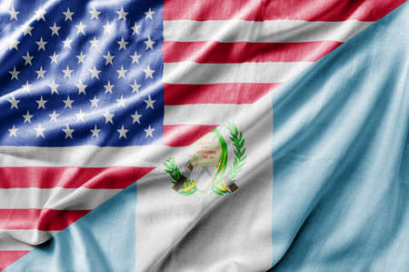 Mixed USA and Guatemala flag, three dimensional renderの写真素材