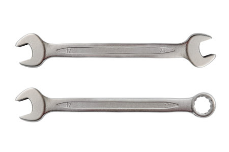 Mechanic silver metal tool wrench for repair isolated on white