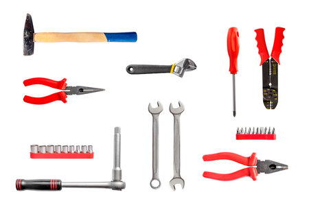 New rusty mechanic tools isolated on white