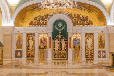 BELGRADE, SERBIA - July 21 2019: Crypt of the Church of Saint Sava, Serbian Orthodox church in Belgrade, Serbiaのeditorial素材
