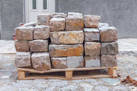 Marble blocks natural industrial construction stone for workの写真素材