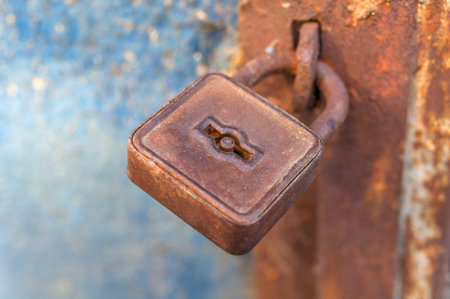 Padlocked on blue iron fridge