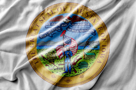 Waving detailed national US country state flag of Iowa Sealの写真素材