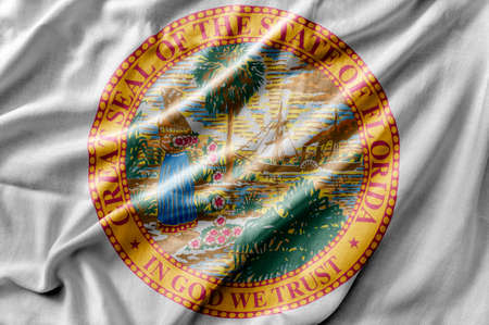Waving detailed national US country state flag of Florida Sealの写真素材