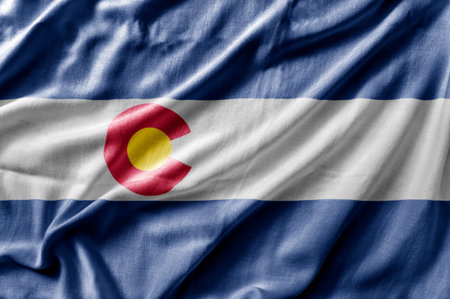 Waving detailed national US country state flag of Colorado