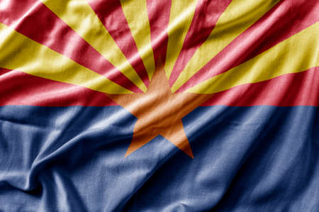 Waving detailed national US country state flag of Arizonaの写真素材
