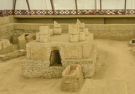 KOSTOLAC, SERBIA - JULY 21, 2019 RomanTomb of a stonework Viminacium archeological site near Danube river in Serbia, Kostolacのeditorial素材