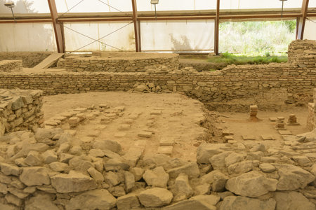 KOSTOLAC, SERBIA - JULY 21, 2019 Small part of big Roman Bathhouse at Viminacium archeological site...