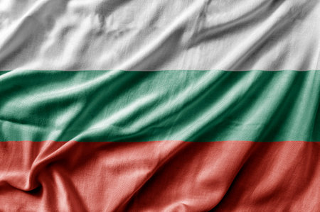 Waving detailed national country flag of Bulgariaの写真素材