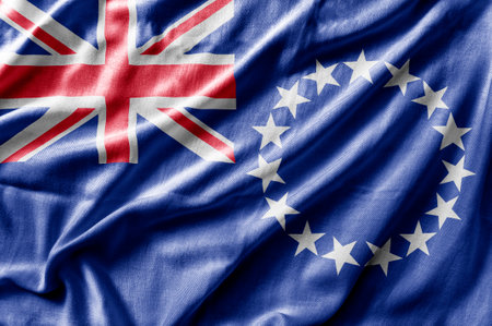 Waving detailed national country flag of Cook Islandsの写真素材
