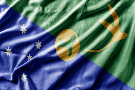 Waving detailed national country flag of Christmas Islandの写真素材