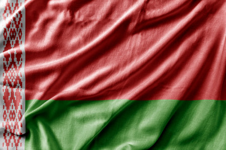 Waving detailed national country flag of Belarusの写真素材