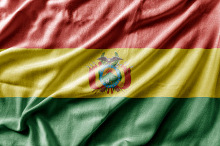 Waving detailed national country flag of Boliviaの写真素材