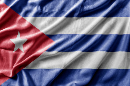 Waving detailed national country flag of Cubaの写真素材