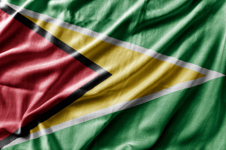 Waving detailed national country flag of Guyanaの写真素材