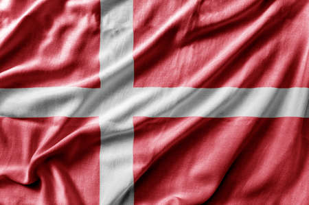 Waving detailed national country flag of Denmarkの写真素材