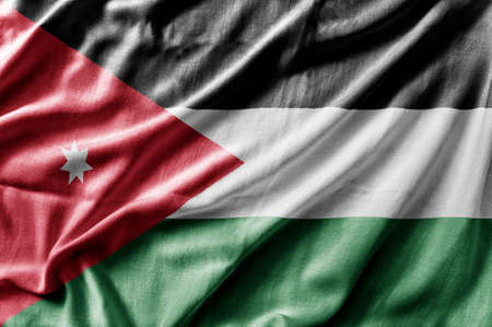 Waving detailed national country flag of Jordanの写真素材