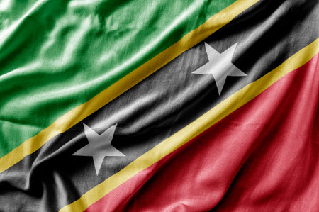 Waving detailed national country flag of Saint Kittis And Nevis