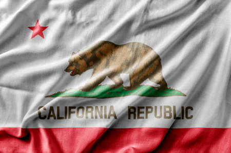 Waving detailed national US country state flag of Californiaの写真素材
