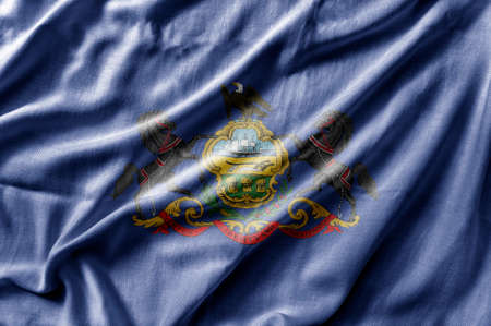 Waving detailed national US country state flag of Pennsylvaniaの写真素材
