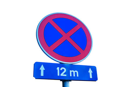 No Stopping and No parking sign isolated on white backgroundの写真素材