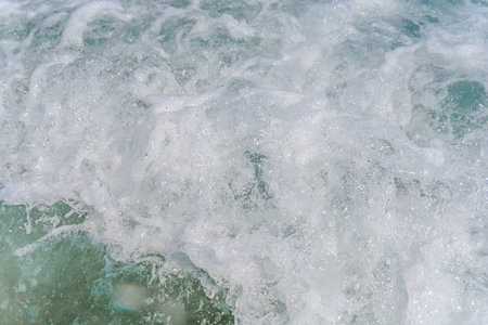 Big sea shore tropical wave foam travel nature background