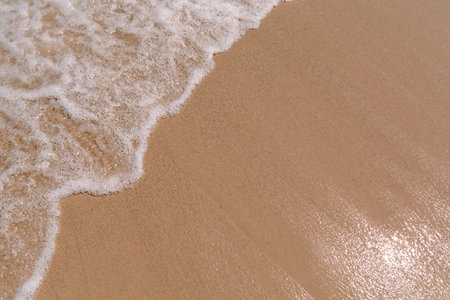 Close up bubble and wave of sea to beach