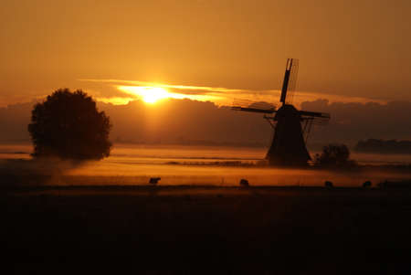 windmill in hollandの写真素材