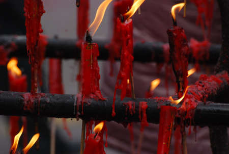 Closeup of burning candleの写真素材
