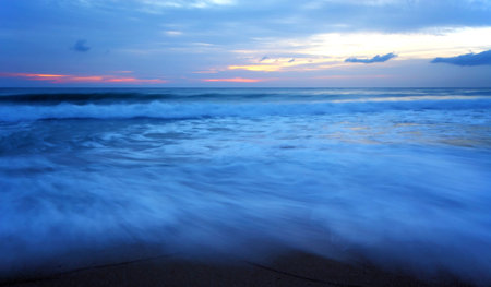 Twilight sea wave, Maikao beach Phuket 