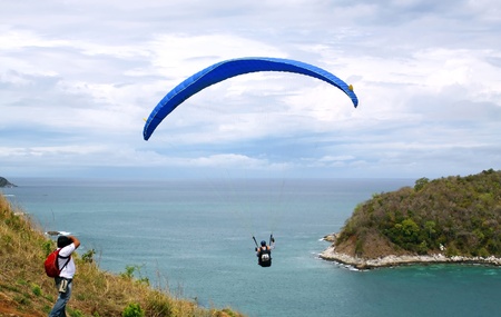 PHUKET, THAILAND - MAY 21: Paragliding Competition, Annual event Canon photo contest の写真素材