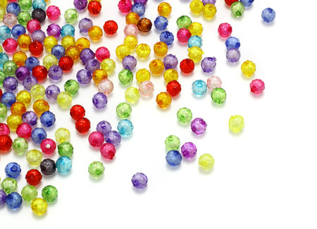 Colorful beads isolated on white background の写真素材