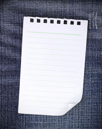 blank paper on blue jean for textの写真素材